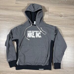 Nike Dri Fit Standard Issue Gray Hoodie Sweatshirt "Case Property Of Nike Inc" S